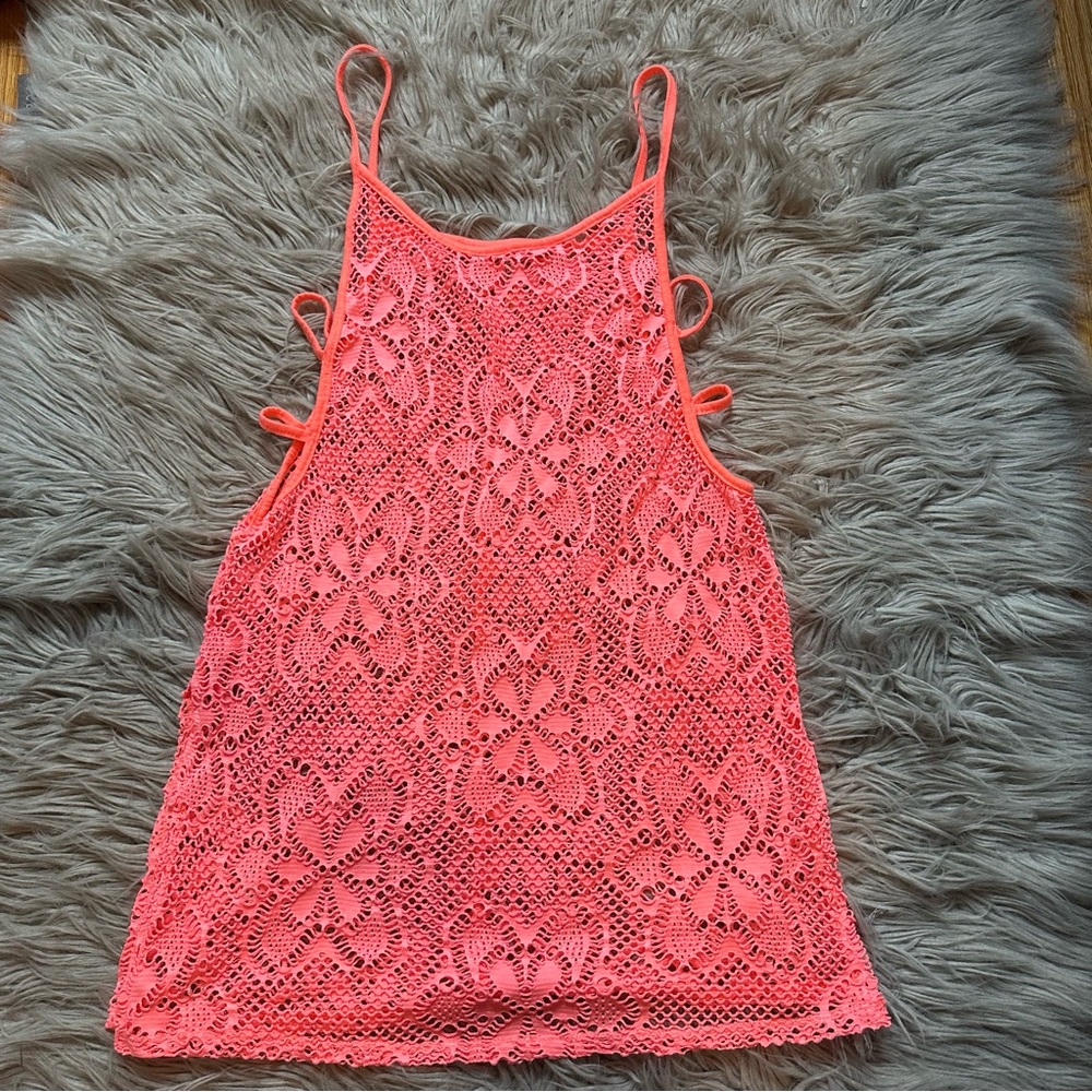 Forever 21 Coral Lace Swim Coverup